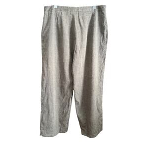 90s Vintage RENE LEZARD Bergdorf Goodman Gray Linen Wide Leg Ankle Pants 42 / 10